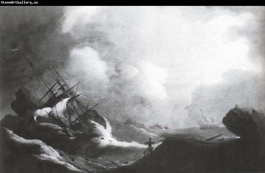 Monamy, Peter A ship running on to rocks in a violent storm